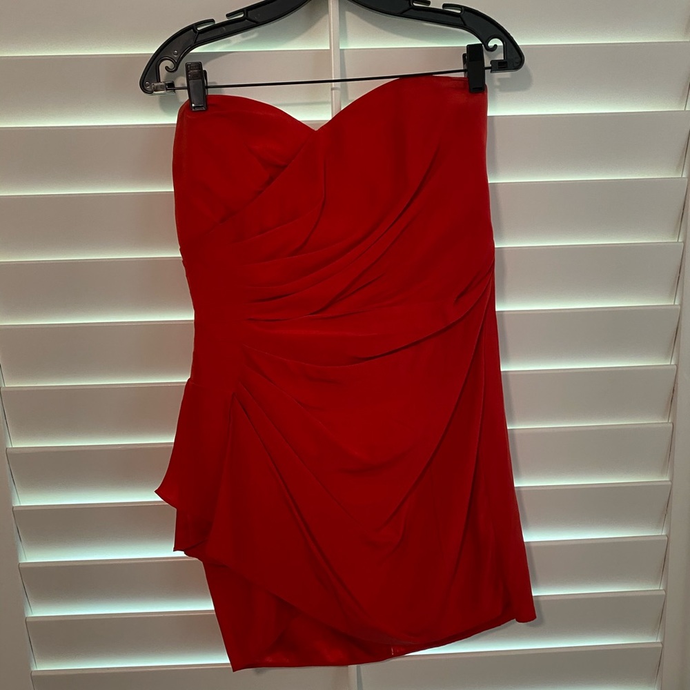 Parker Red Strapless Dress L